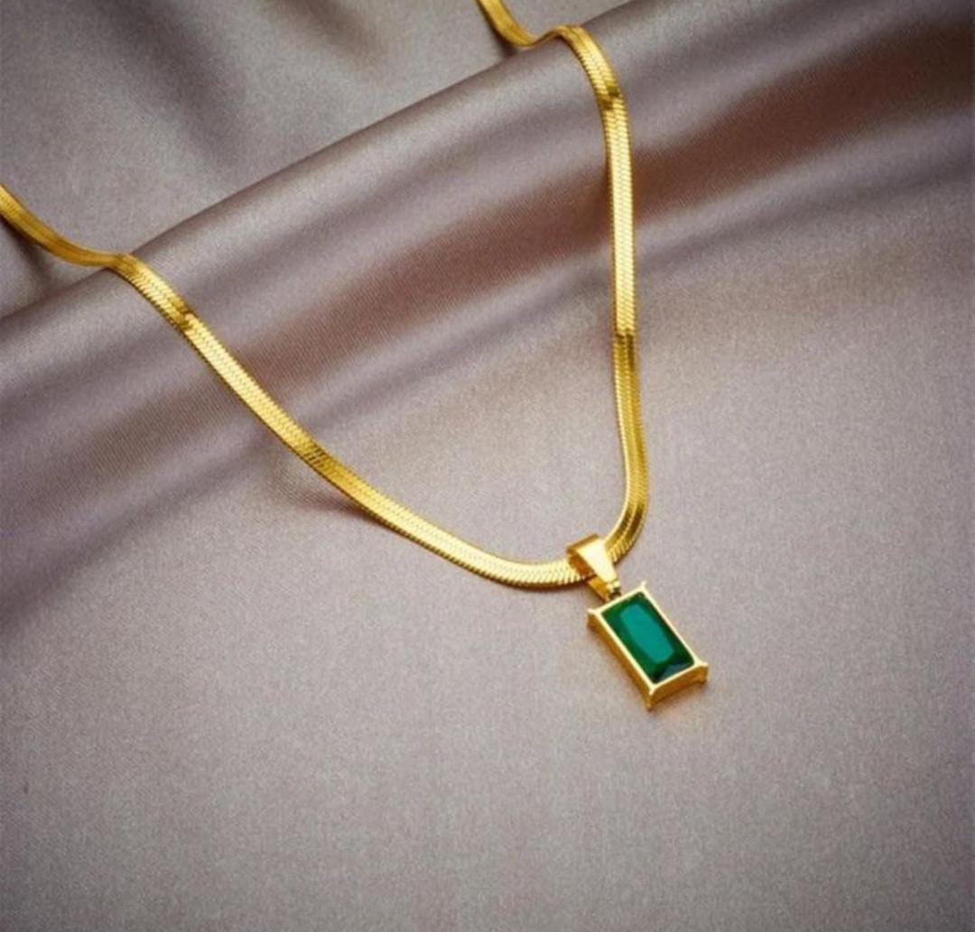 Golden green stone Necklace
