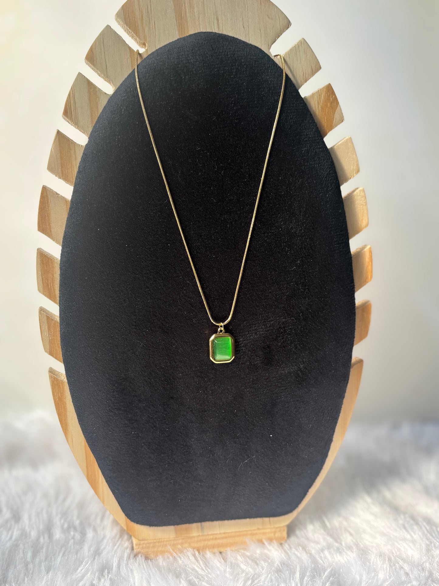 Golden green stone Necklace