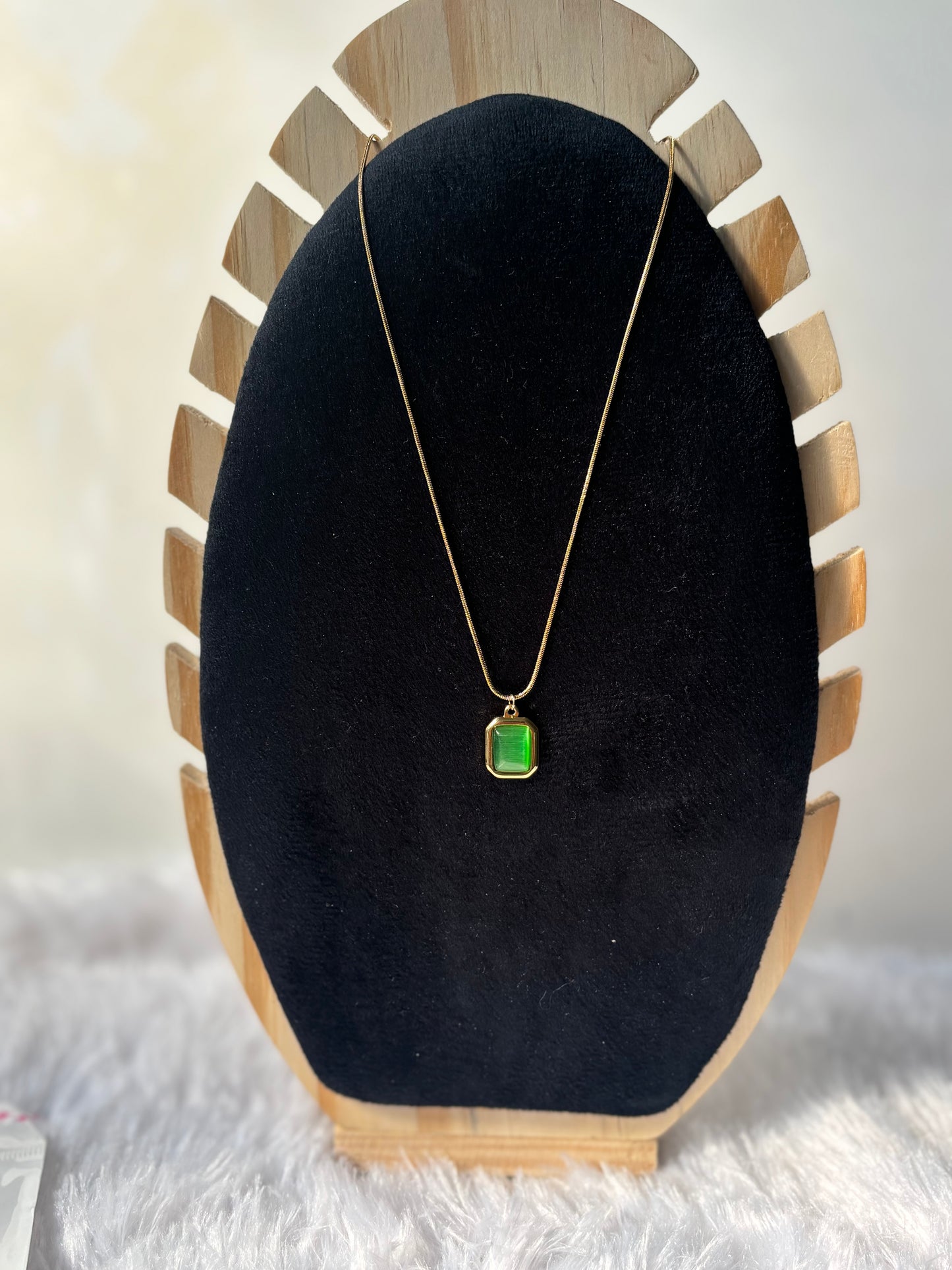 Golden green stone Necklace
