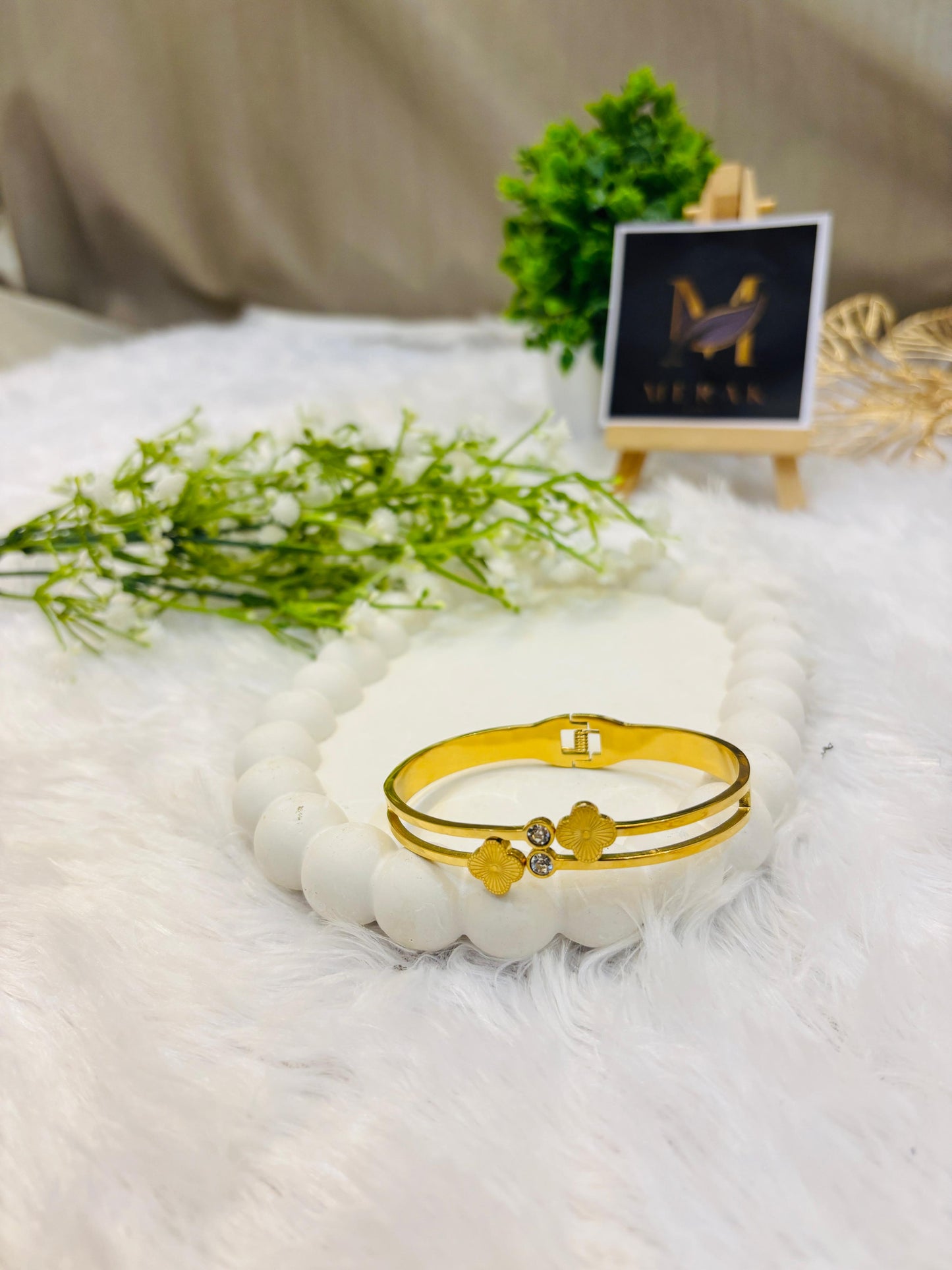 Gold-Plated Floral Kada