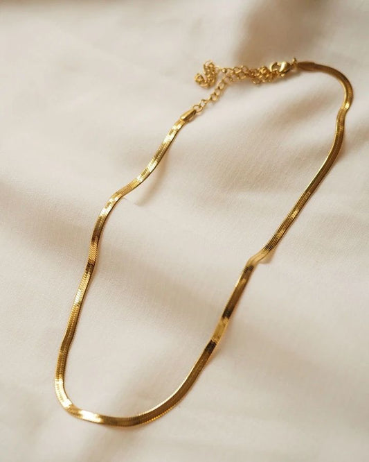 Sleek Herringbone Chain Necklace