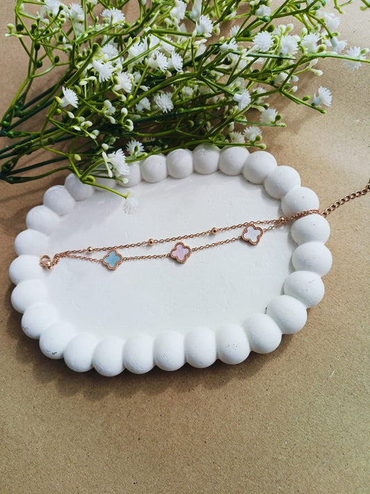 Pastel Clover Charm Bracelet