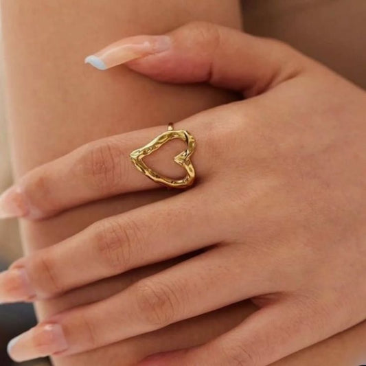 Textured Open Heart Ring