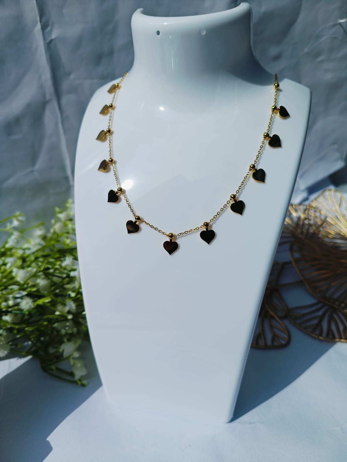 Anti tarnish love charm necklace