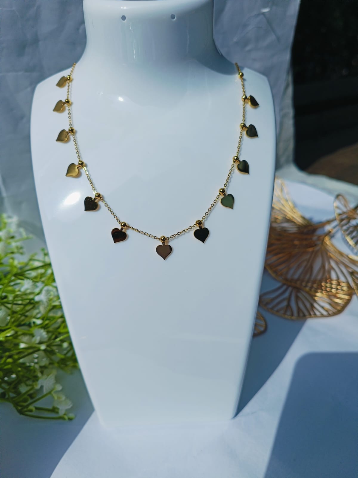 Anti tarnish love charm necklace